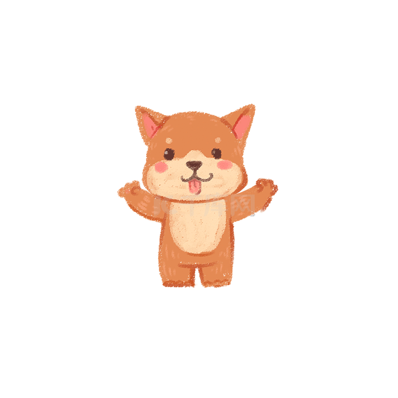 可爱小狗摇手蜡笔油画棒卡通贴纸动图gif