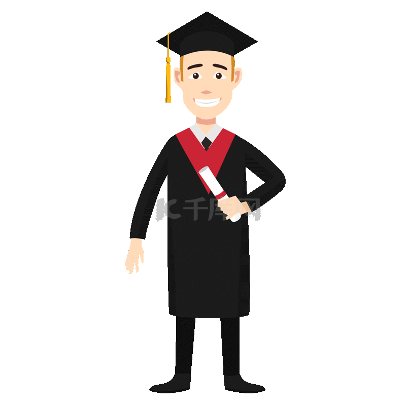 毕业季手拿毕业证书穿学士服的学生动图gifgif动态图片下载 千库网