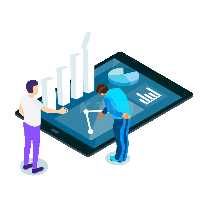 c形柱状图ppt插画