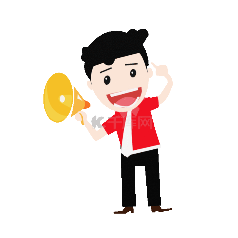 拿喇叭呼喊推销促销销售员扁平动图gif