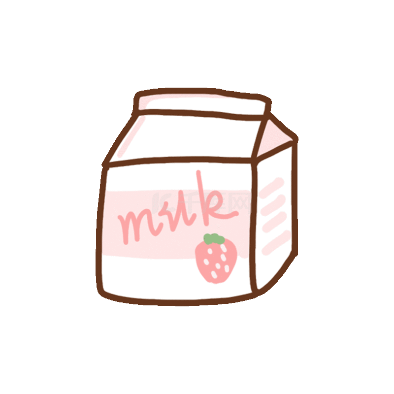 草莓味牛奶贴纸装饰可爱少女系粉色动图gif