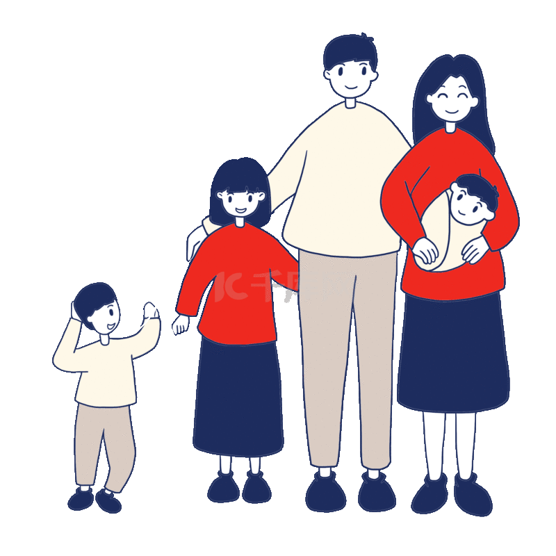 三胎家庭卡通头像图片
