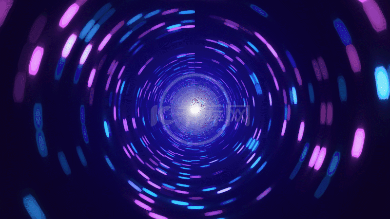 酷炫时尚潮流时空蓝紫色梦幻隧道闪烁穿梭视频背景动图gif  