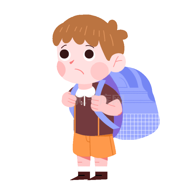 背书包小孩不开心压力人物人男孩动图gif
