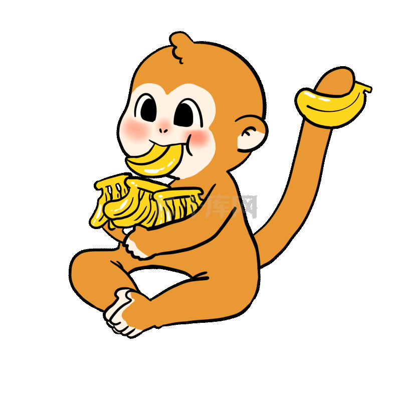 猴子吃香蕉动物黄色动图gif