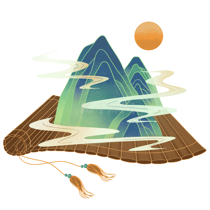 微缩景观国潮中国风竹简山景动图gif