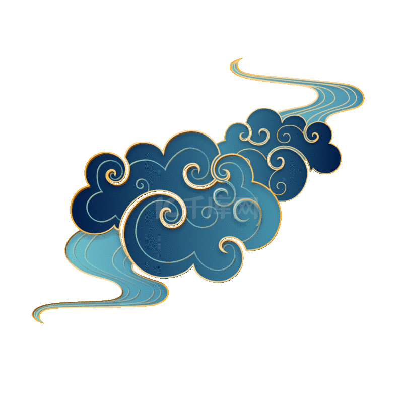 国潮风金边祥云装饰动图gif