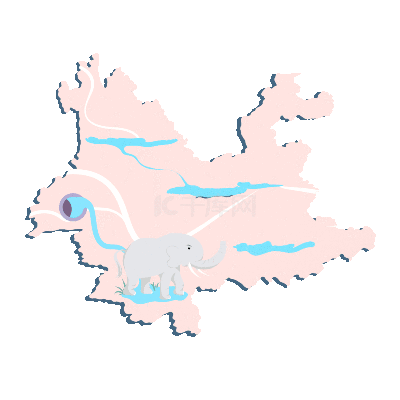 云南旅游立体地图路线大象观光动图gif