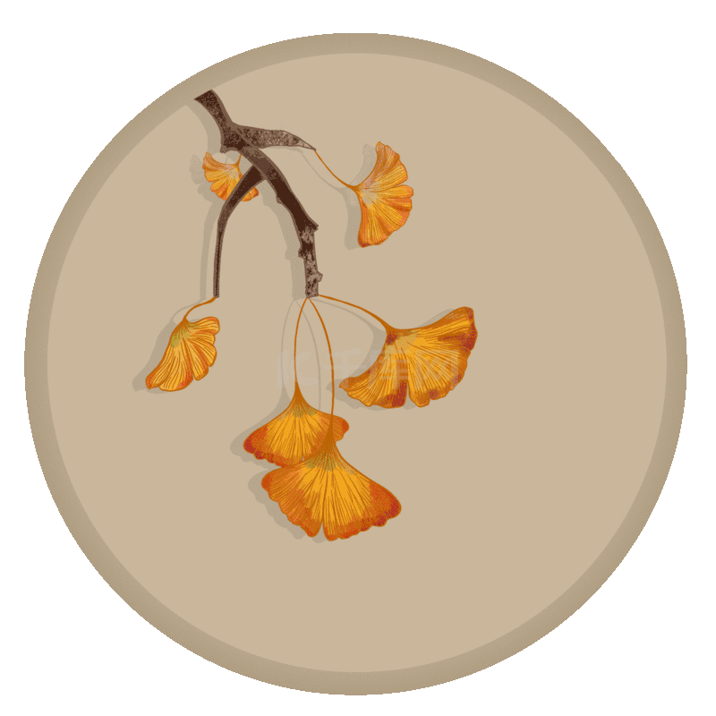 古风立秋银杏飘落中国风动图gif