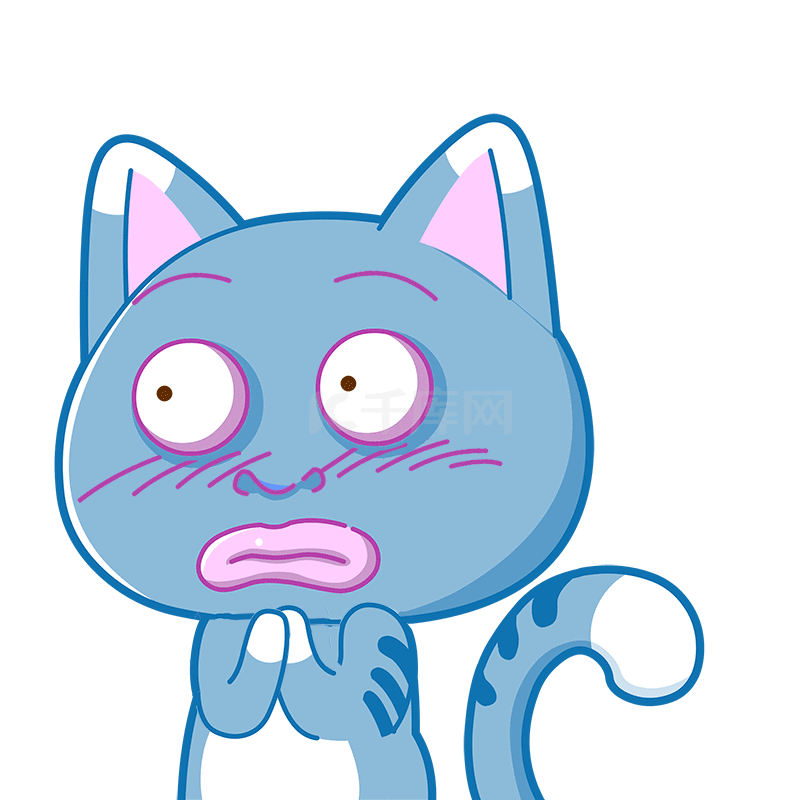 蓝猫萌猫疑问吃惊瞪大眼动图gif