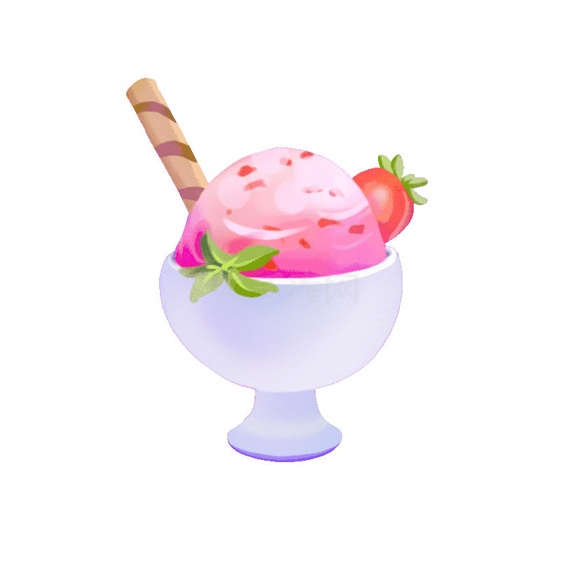 夏天冷饮草莓味冰淇淋沙冰可爱粉色动图gif