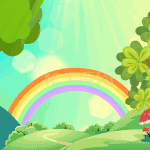 舞台背景森林彩虹儿童童趣卡通视频背景彩色动图gif