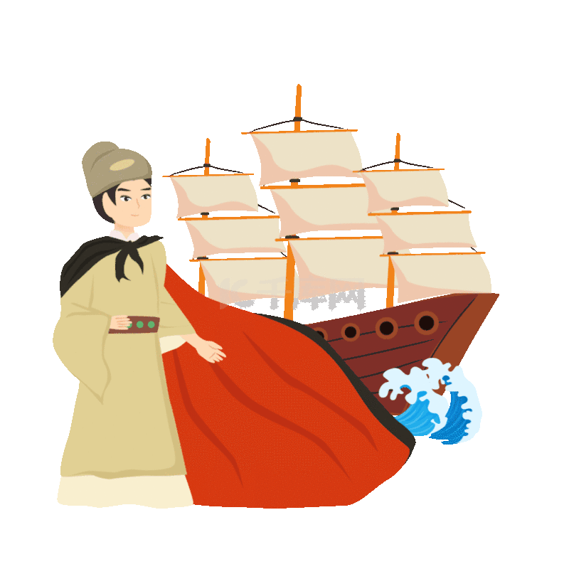 郑和出航航海古代人物帆船交通运输动图gif