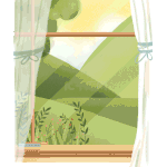 窗外田野绿地风景窗户窗帘飘动摇晃动图gif