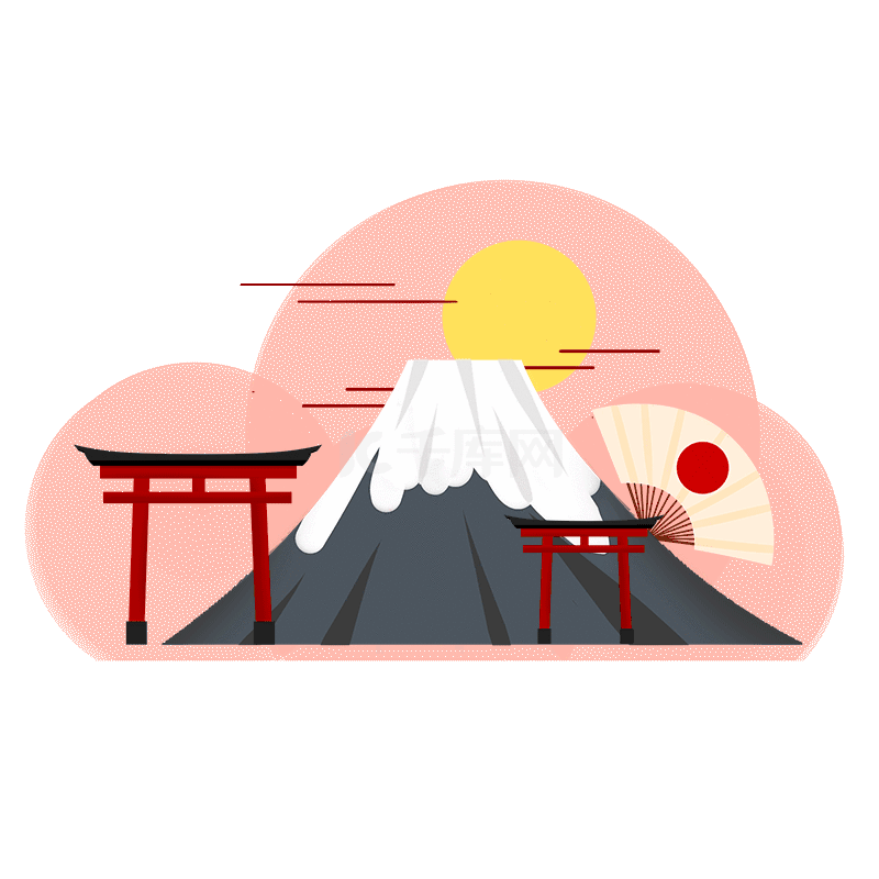 日本地标富士山鸟居动图gif