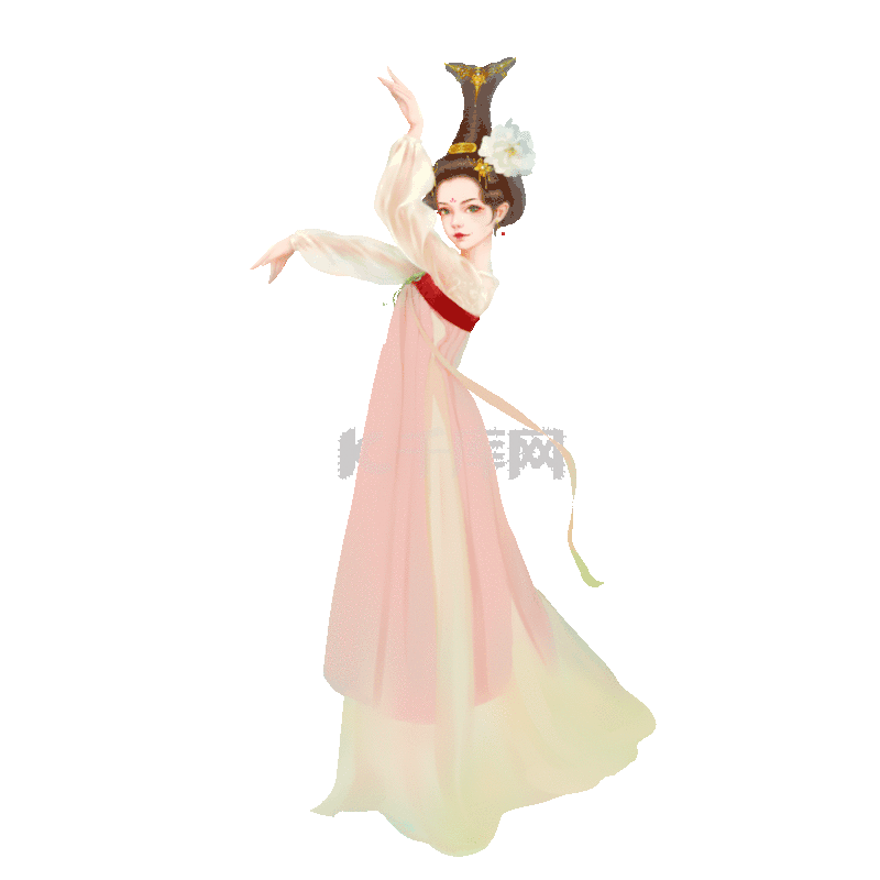 唐朝丽人行舞蹈古装人物古风中国风动图gif