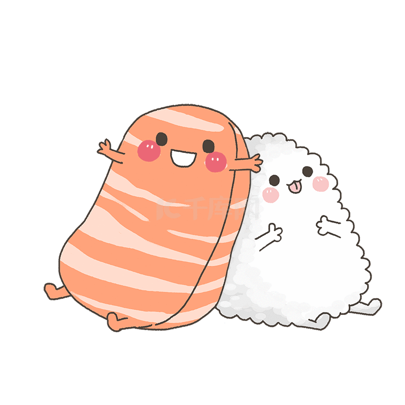 可爱美味日本料理拟人三文鱼饭团动图gif