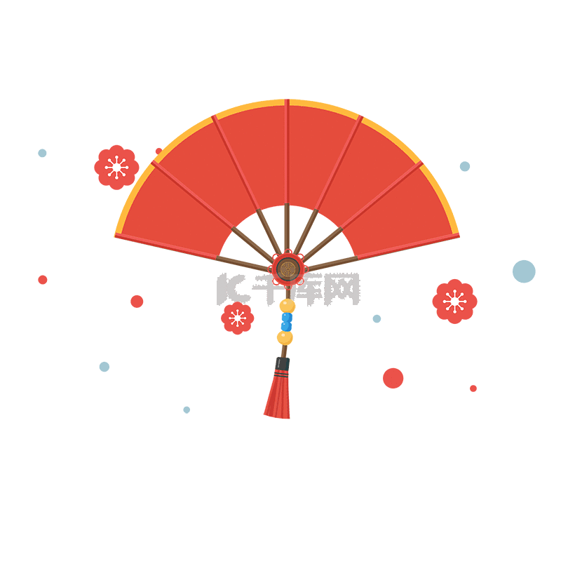 红色扇子素材图片免费下载-千库网