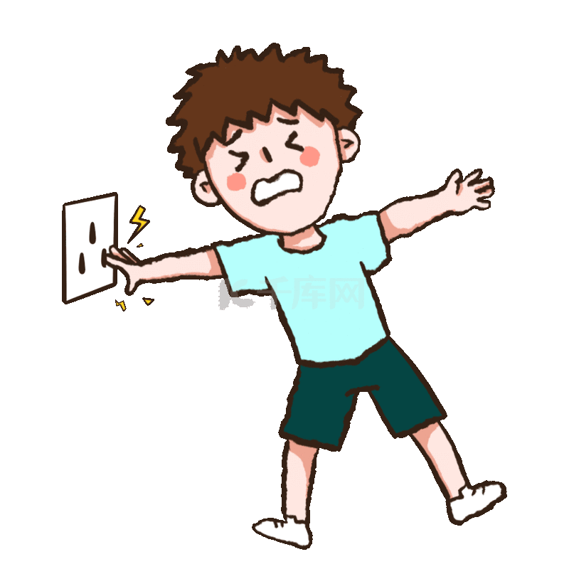 男孩触摸插座用电安全动图gif