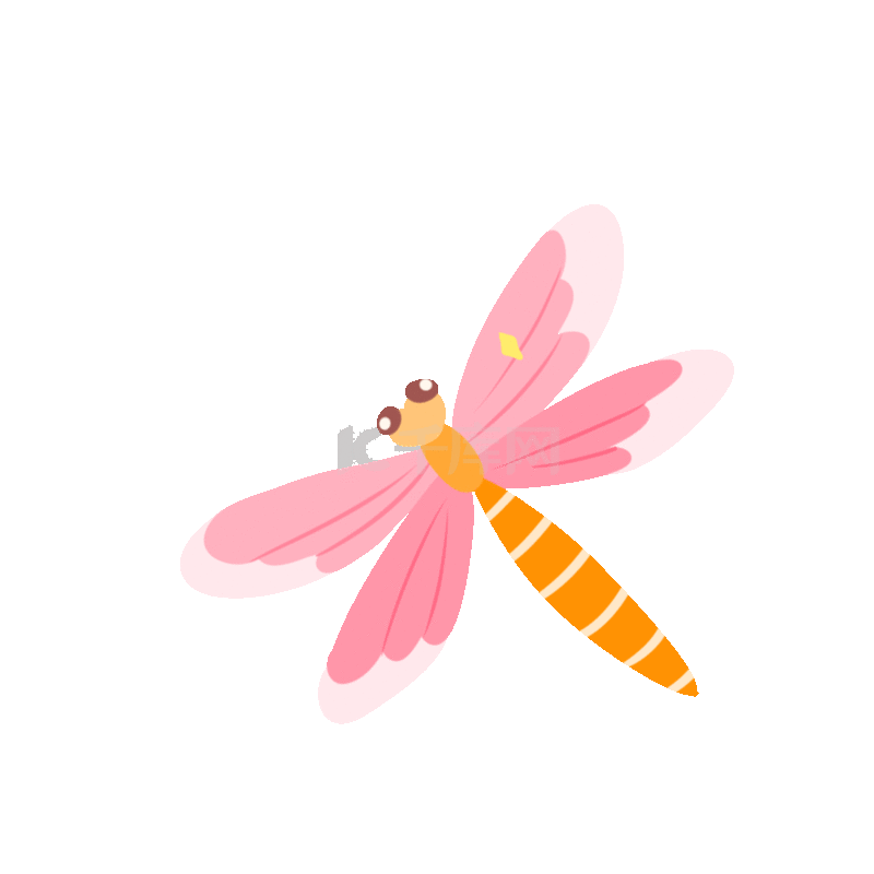 矢量免抠粉色蜻蜓
