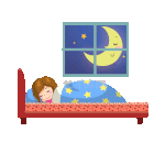可爱卧室女孩睡觉窗外月亮星星动图gif