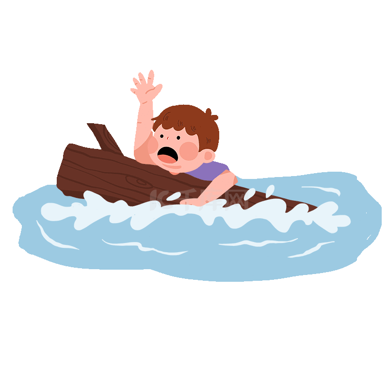 洪涝灾害溺水者求救呼救遇难卡通手绘动图gif