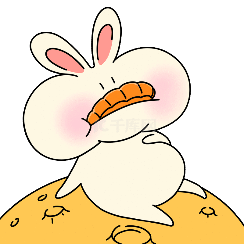 兔子坐在月亮上的画图片