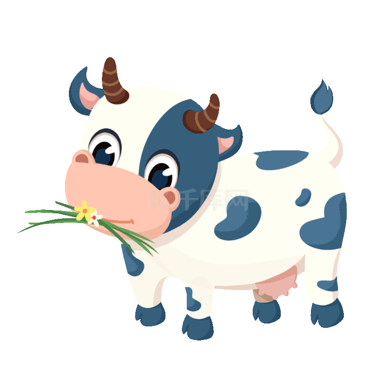 奶牛可爱动物吃草牲畜小牛动图gif