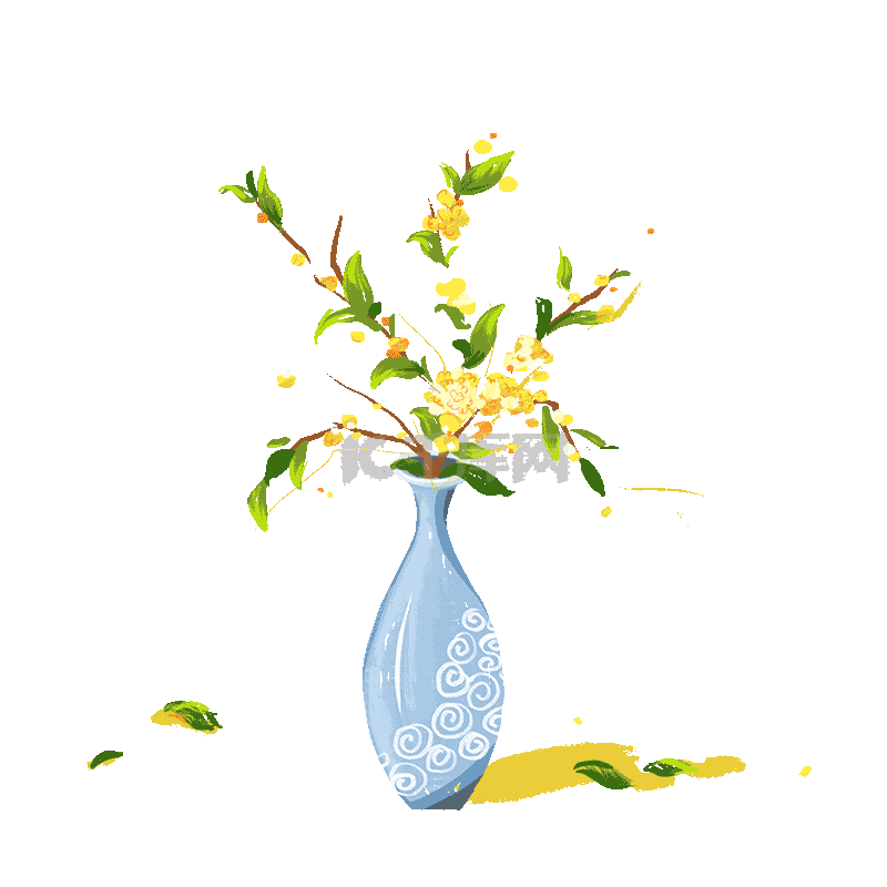 黄色桂花花瓶动图gif