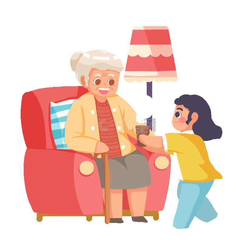 重阳节敬茶敬老小女生动图gif