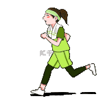 体育秋季晨跑跑步跑锻炼的女孩绿色动图gif