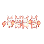 中秋节中秋拟人玉兔举起灯庆祝节日快乐卡通动图gif