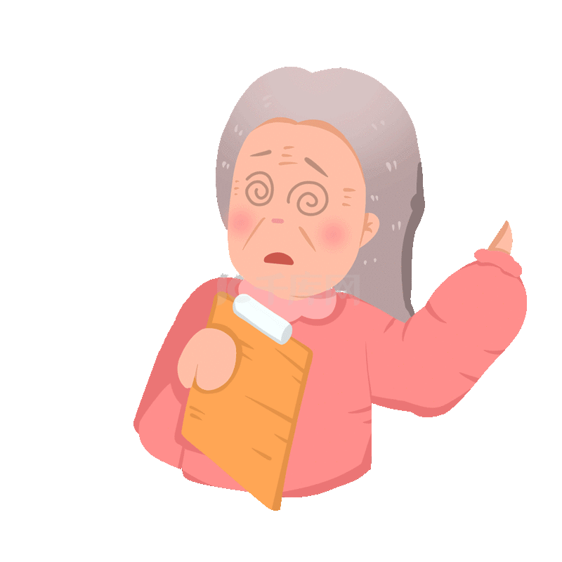 老人老奶奶健忘记忆力减退看不懂报告动图gif