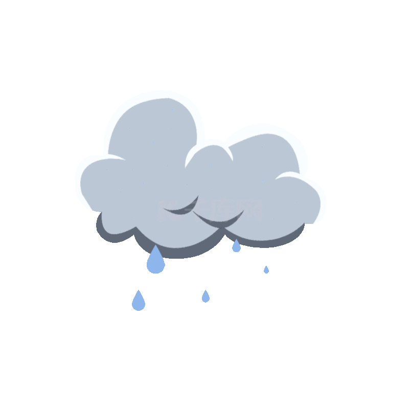 手绘下雨阴天云朵