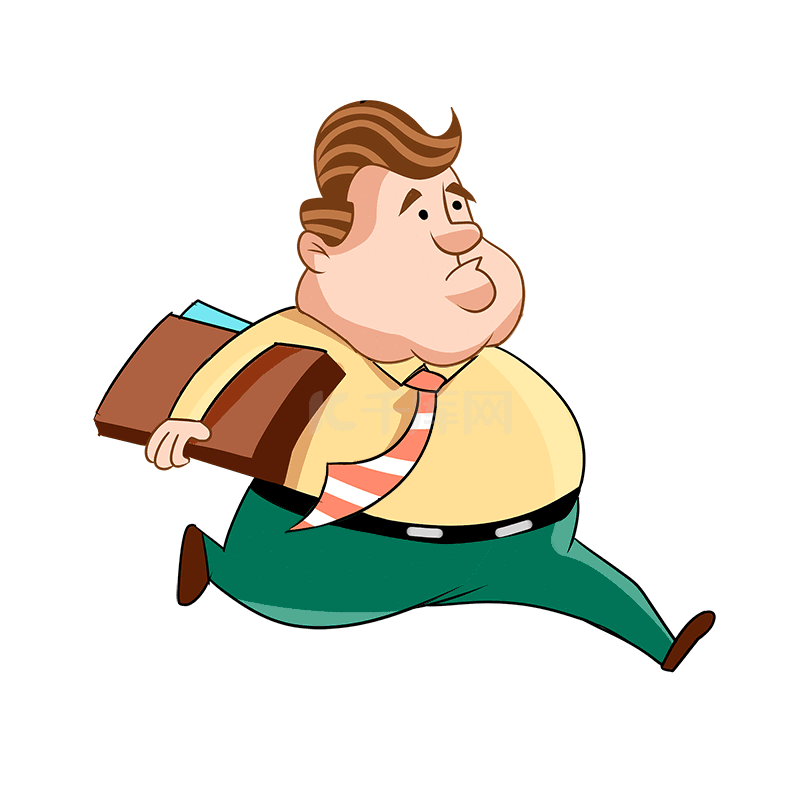 上班族啤酒肚男子焦急快跑跑步跑动图gif