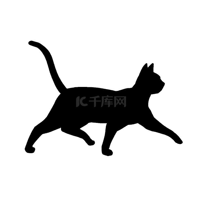 行走的猫黑色剪影走路走动物