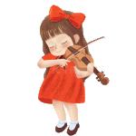 音乐红裙子女孩拉小提琴可爱红色蝴蝶结动图gif