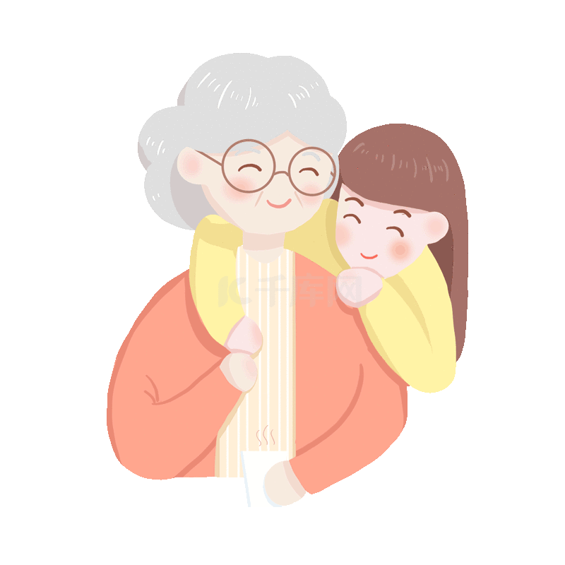 重阳节重阳孝敬敬老看望老人动图gif