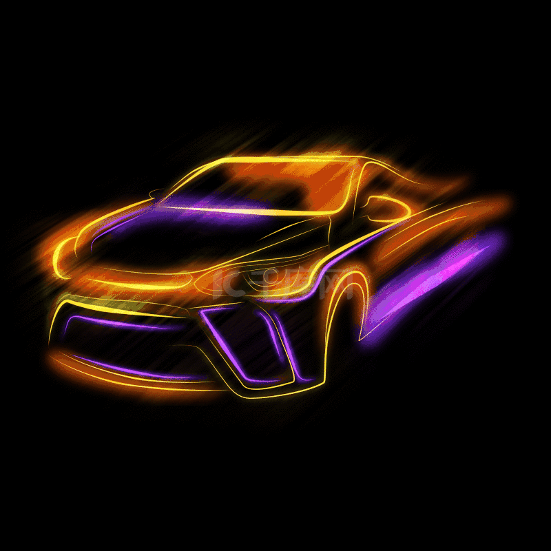 黄紫色酷炫汽车流动光线光效动图gif