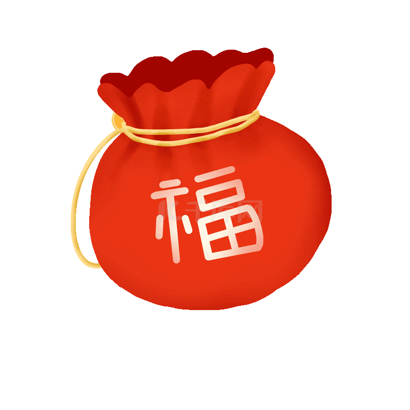 春节新年新春金融福字钱袋金币钱币古风喜庆红色动图gif