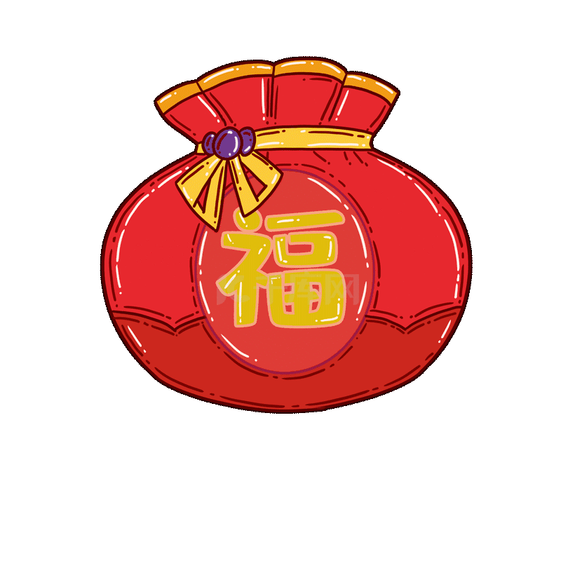 春节喜庆福字福袋钱袋子中国风红色动图gif