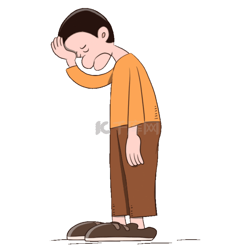 男子烦恼伤心走路沮丧动图gif