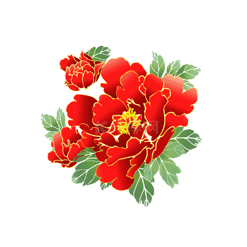 牡丹花中国风红色花卉红花花朵花动图gif