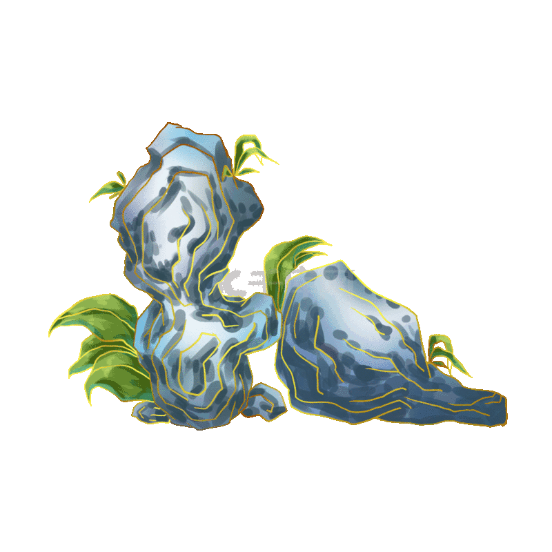 假山植物pngpsd水墨花朵山石插画pngpsd三八妇女节剪纸粉色云朵远山