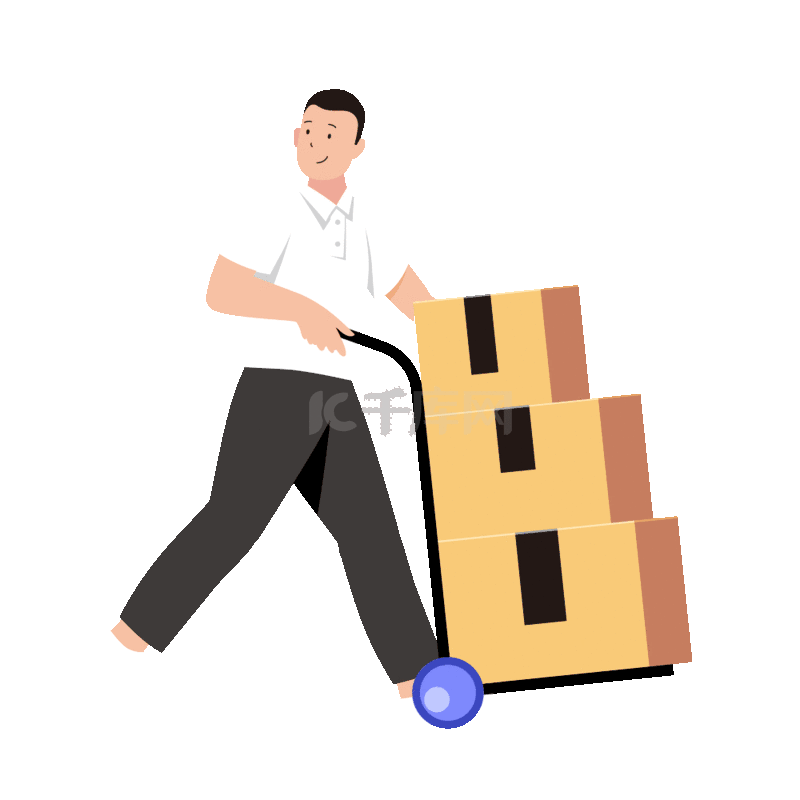 工人搬运货物扁平动图gif