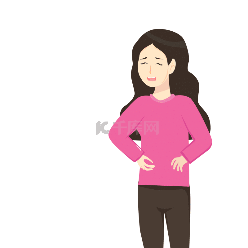 女孩身体不适胃疼难受流汗动图gif