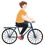 户外出行骑自行车的男孩扁平彩色动图gif