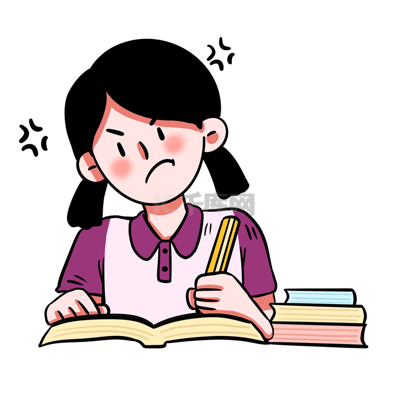 女孩努力拼搏学习写作业写字表情包动图gif