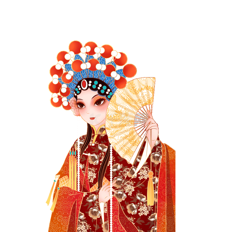 国潮早上美女室内国潮扇子摄影图配图高清摄影大图-千库网