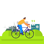 环保绿色出行低碳环保骑自行车扁平动图gif